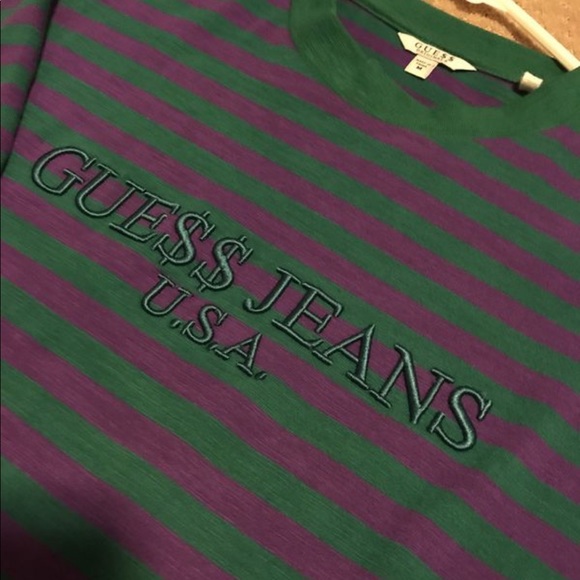Guess ASAP Rocky Stripe Tee Green Purple - Picture 2 of 3